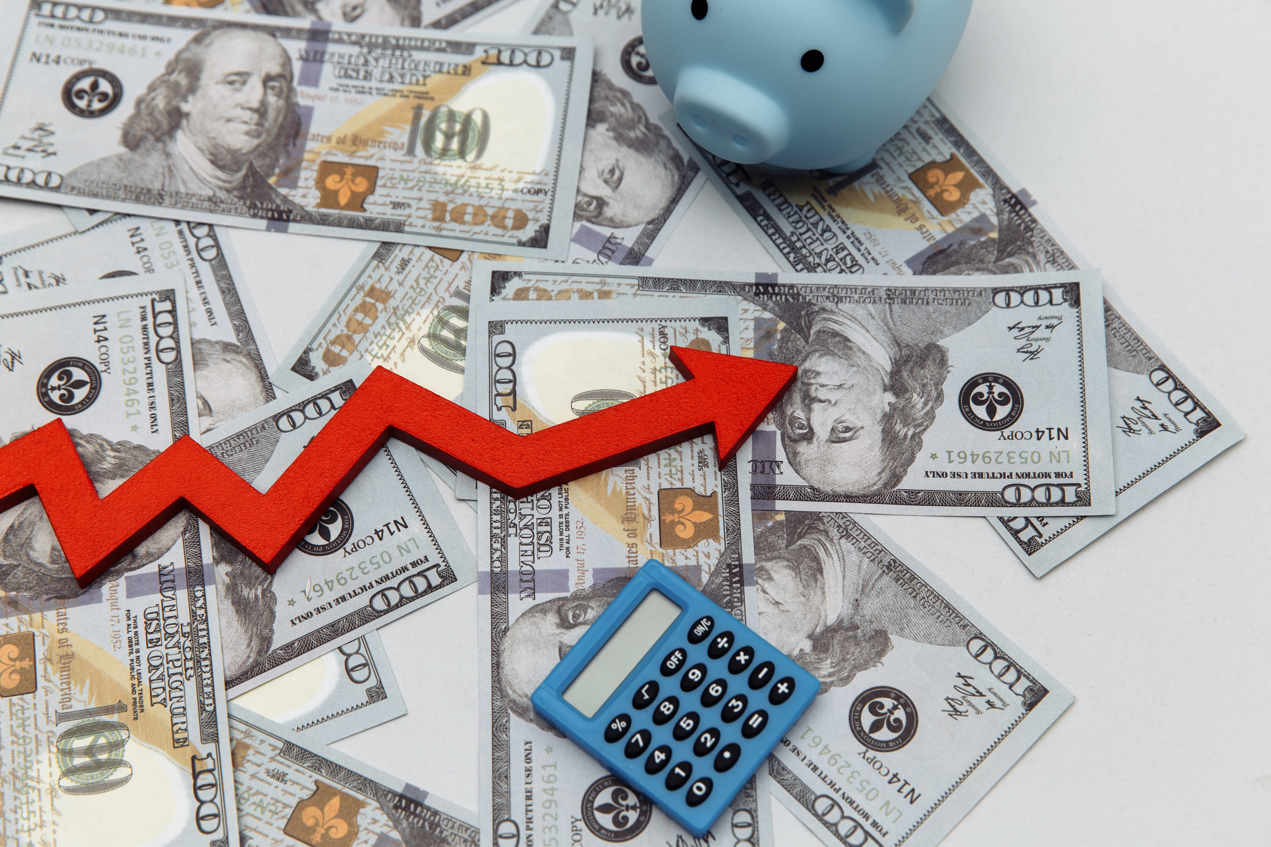 Piggy bank and money